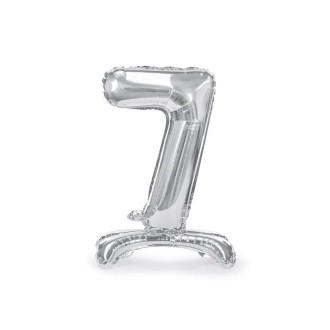 Samostoječi folijski balon številka 7, srebrn, 70 cm