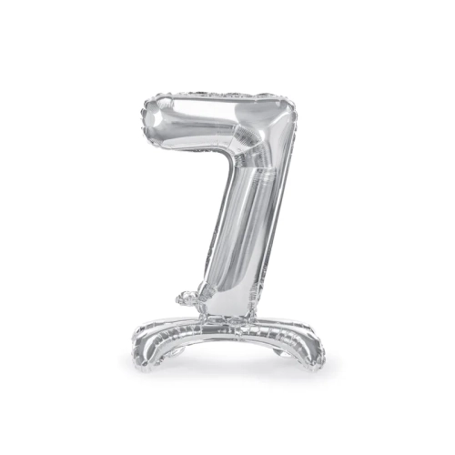 Önállóan álló fólia lufiszám 7, ezüst, 70 cm