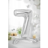Balon folie autoportant cifră 7, argintiu, 70 cm
