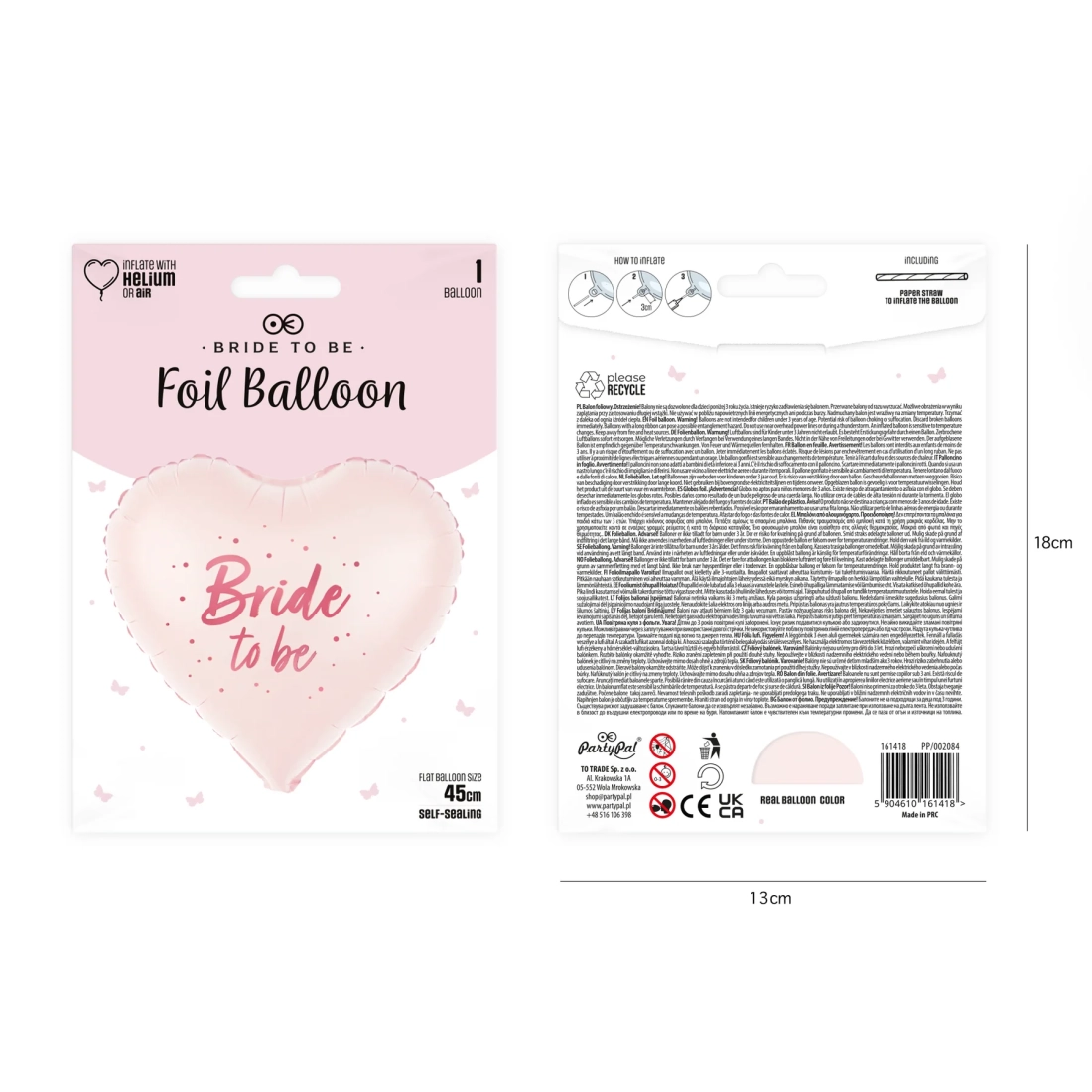 Fólia lufi Szív Bride to be, 45 cm