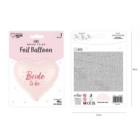 Fólia lufi Szív Bride to be, 45 cm Fólia lufi Szív Bride to be, 45 cm