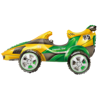 Folijski balon Dirkalni avto rumeno-zelen 72x34 cm