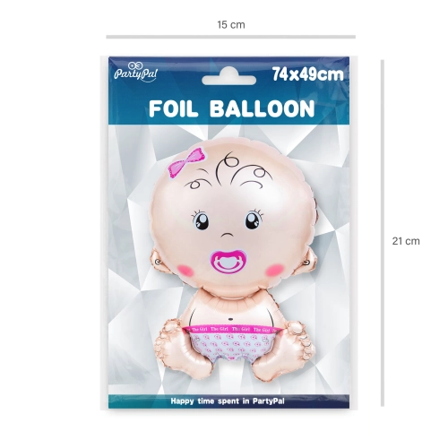 Balon din folie Bebe cu suzetă fetiță 49x74 cm