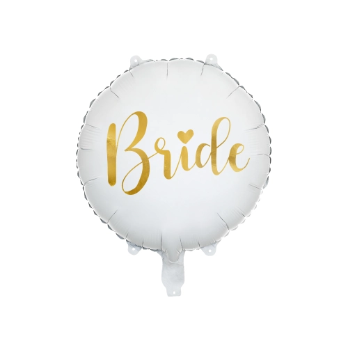 Foliasti balon Bride bel 45 cm z zlatim napisom