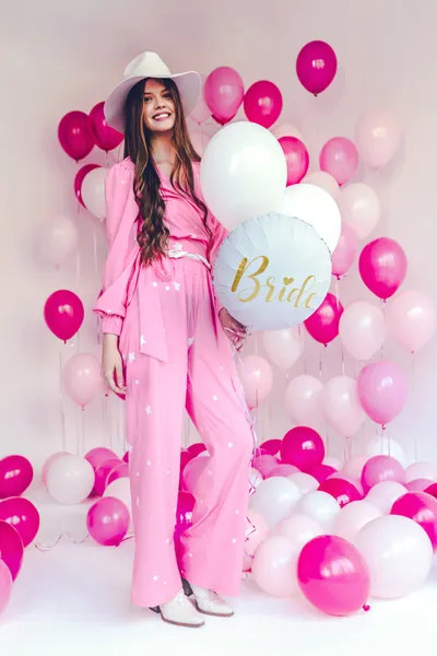 Foliasti balon Bride bel 45 cm z zlatim napisom