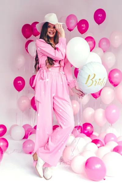 Foliasti balon Bride bel 45 cm z zlatim napisom