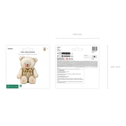 Fóliový balónek Medvídek - 84 cm, krémový