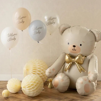 Folijski balon Medvedek – 84 cm, kremni