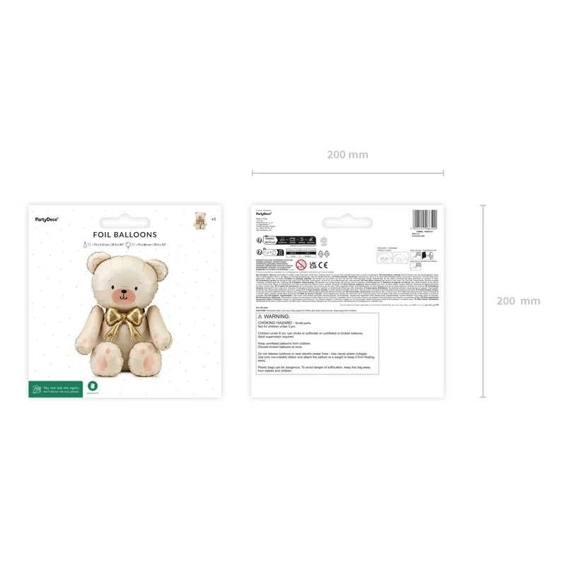Balon din folie Ursuleț – 84 cm, crem