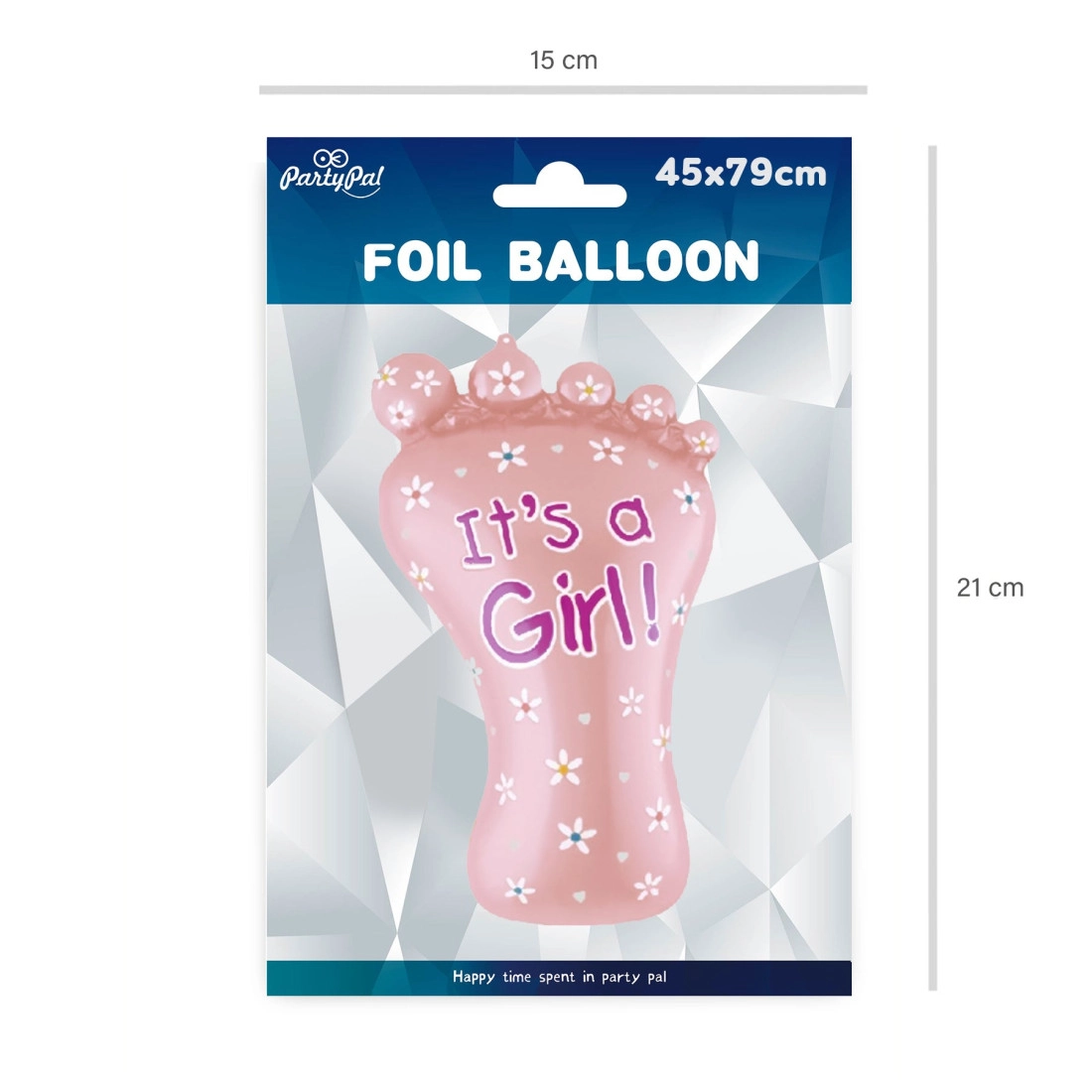 Balon din folie în formă de picioruș „It’s a girl” 45x79 cm