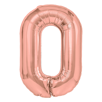 Folijski rojstnodnevni balon številka 0 rose gold – 100 cm velik balon za praznovanje