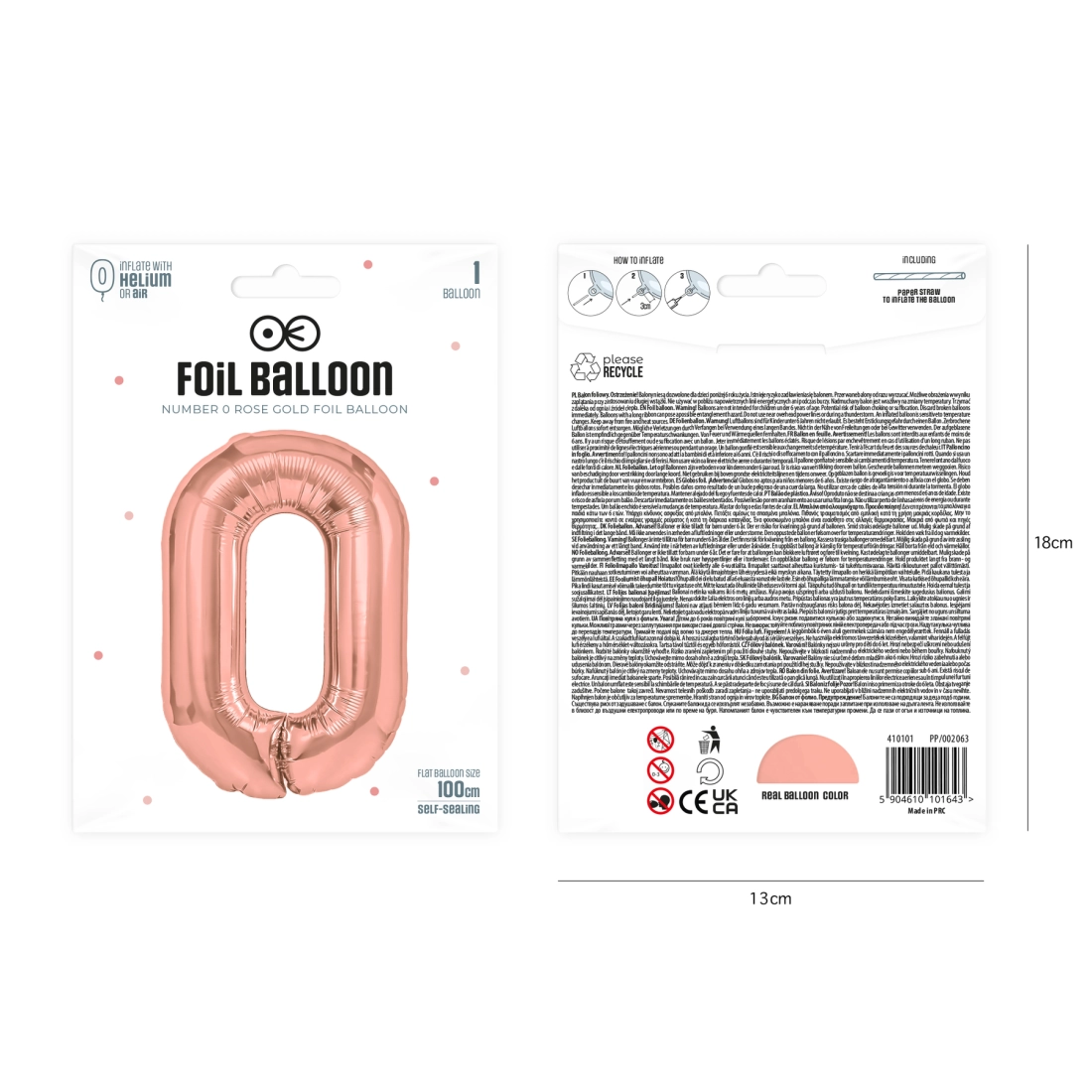 Balon aniversar din folie, cifra 0, rose gold – 100 cm, ideal pentru petrecere