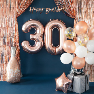 Folijski rojstnodnevni balon številka 0 rose gold – 100 cm velik balon za praznovanje