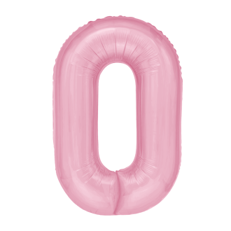 Folijski rojstnodnevni balon številka 0 rožnate barve 100 cm