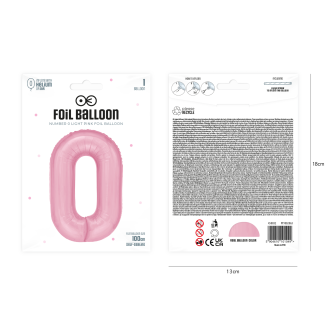 Folijski rojstnodnevni balon številka 0 rožnate barve 100 cm