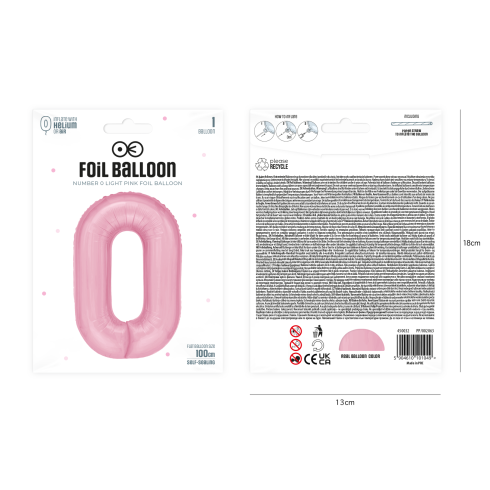 Rózsaszín fólia szülinapi lufiszám 0, 100 cm Rózsaszín fólia szülinapi lufiszám 0, 100 cm