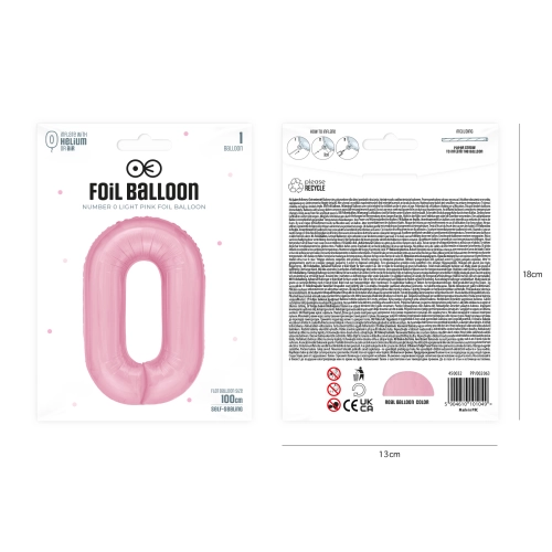 Fóliový narodeninový balón číslo 0 ružový 100cm