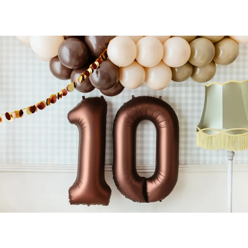 Balon din folie pentru aniversare, cifră 1, maro, 100 cm