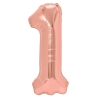 Balon din folie pentru aniversare, cifra 1, rose gold – balon mare 100 cm pentru petrecere