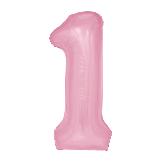 Folijski rojstnodnevni balon številka 1 roza 100 cm