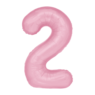 Folijski rojstnodnevni balon številka 2 roza 100 cm