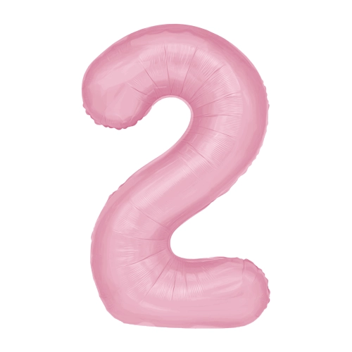 Fólia szülinapi lufiszám 2, rózsaszín, 100 cm