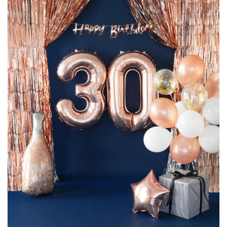 Foliasti rojstnodnevni balon številka 3 rose gold – 100 cm velik balon za praznovanje