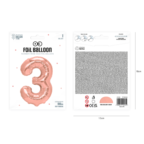 Fólia születésnapi lufi 3-as szám, rose gold – 100 cm-es óriás lufi ünnepléshez Fólia születésnapi lufi 3-as szám, rose gold – 100 cm-es óriás lufi ünnepléshez