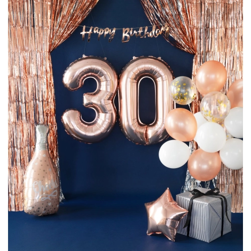 Foliasti rojstnodnevni balon številka 3 rose gold – 100 cm velik balon za praznovanje