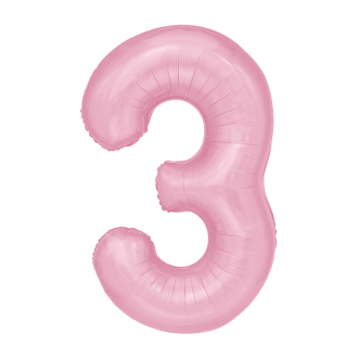 Folijski rojstnodnevni balon številka 3, rožnat, 100 cm