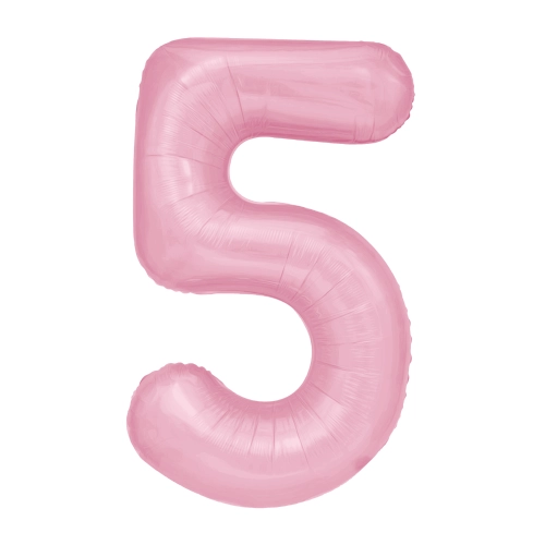 Rózsaszín fólia szülinapi lufiszám 5, 100 cm