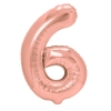 Balon aniversar din folie, cifră 6, rose gold – 100 cm, pentru petrecere