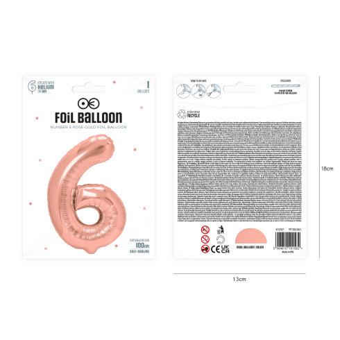 Rose gold fólia szülinapi lufi – 6-os szám, 100 cm, óriás ünnepi ballon Rose gold fólia szülinapi lufi – 6-os szám, 100 cm, óriás ünnepi ballon
