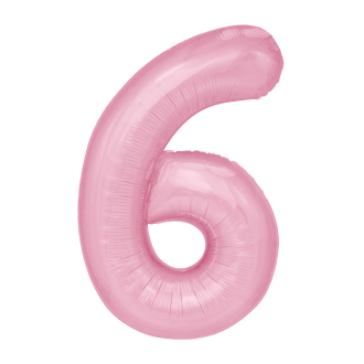 Folijski rojstnodnevni balon številka 6, rožnat, 100 cm