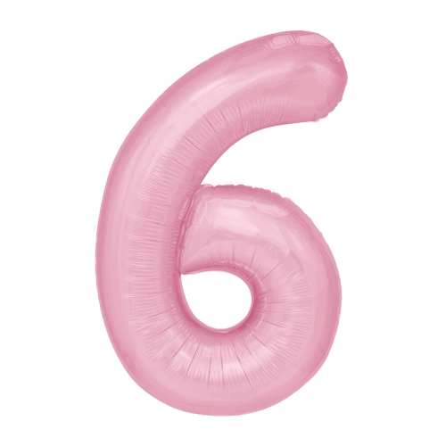 Fólia születésnapi lufiszám 6, rózsaszín, 100 cm