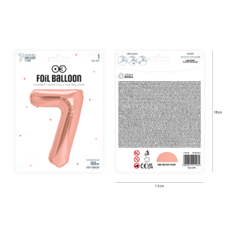 Folijski rojstnodnevni balon številka 7 rose gold – 100 cm velik balon za praznovanje