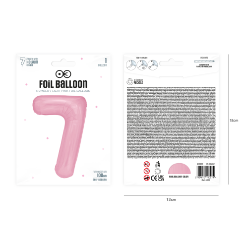 Fólia szülinapi lufi szám 7 rózsaszín 100 cm Fólia szülinapi lufi szám 7 rózsaszín 100 cm