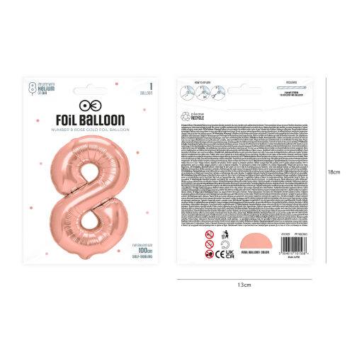 Fólia születésnapi lufi 8-as szám, rose gold – 100 cm-es óriás lufi ünneplésre Fólia születésnapi lufi 8-as szám, rose gold – 100 cm-es óriás lufi ünneplésre