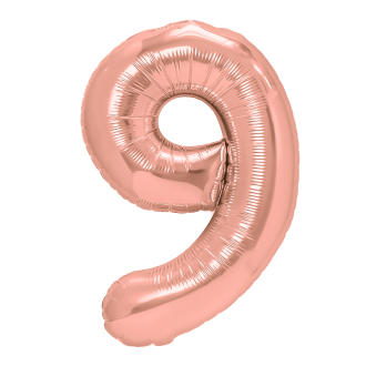 Folijski rojstnodnevni balon številka 9 rose gold – 100 cm velik balon za praznovanje