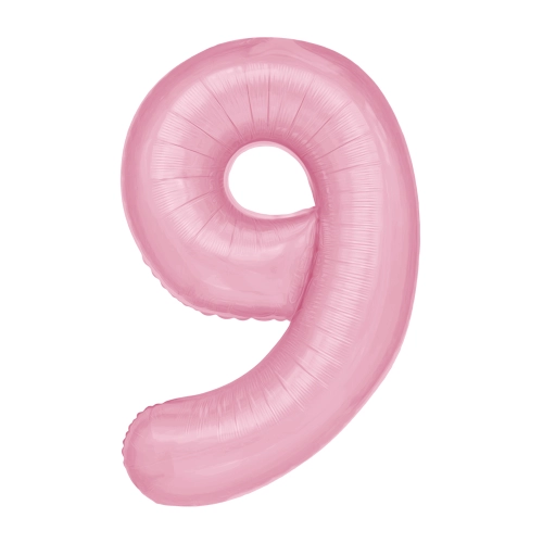 Rózsaszín fólia születésnapi lufiszám 9, 100 cm