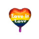 Fólia szív alakú lufi Love is Love – szerelem szerelem, vegyes színek, 35 cm