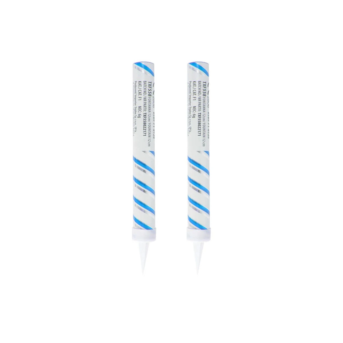 Fântână pentru tort albă cu dungi albastru-argintii 12 cm, 2 buc.