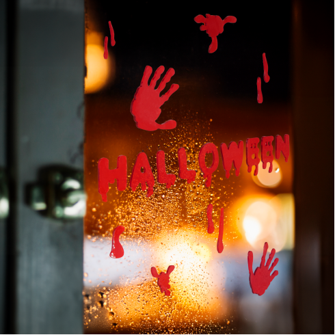 Zselés ablakmatrica – piros Halloween felirat, 17×42 cm Zselés ablakmatrica – piros Halloween felirat, 17×42 cm