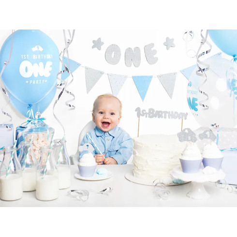 Girland 1. születésnap – kék zászlók, 1,3 m Girland 1. születésnap – kék zászlók, 1,3 m