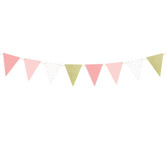 Girlanda 1. rojstni dan – rožnate zastavice 1,3 m