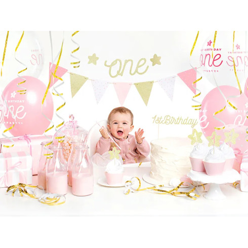 Girland 1. születésnapra – rózsaszín zászlók, 1,3 m Girland 1. születésnapra – rózsaszín zászlók, 1,3 m
