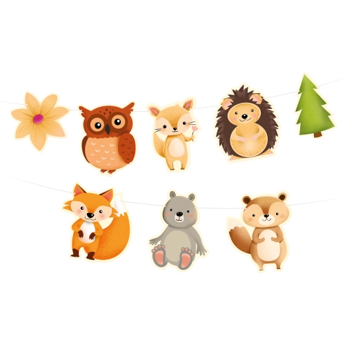 Ghirlandă cu animale din pădure, 200x18 cm