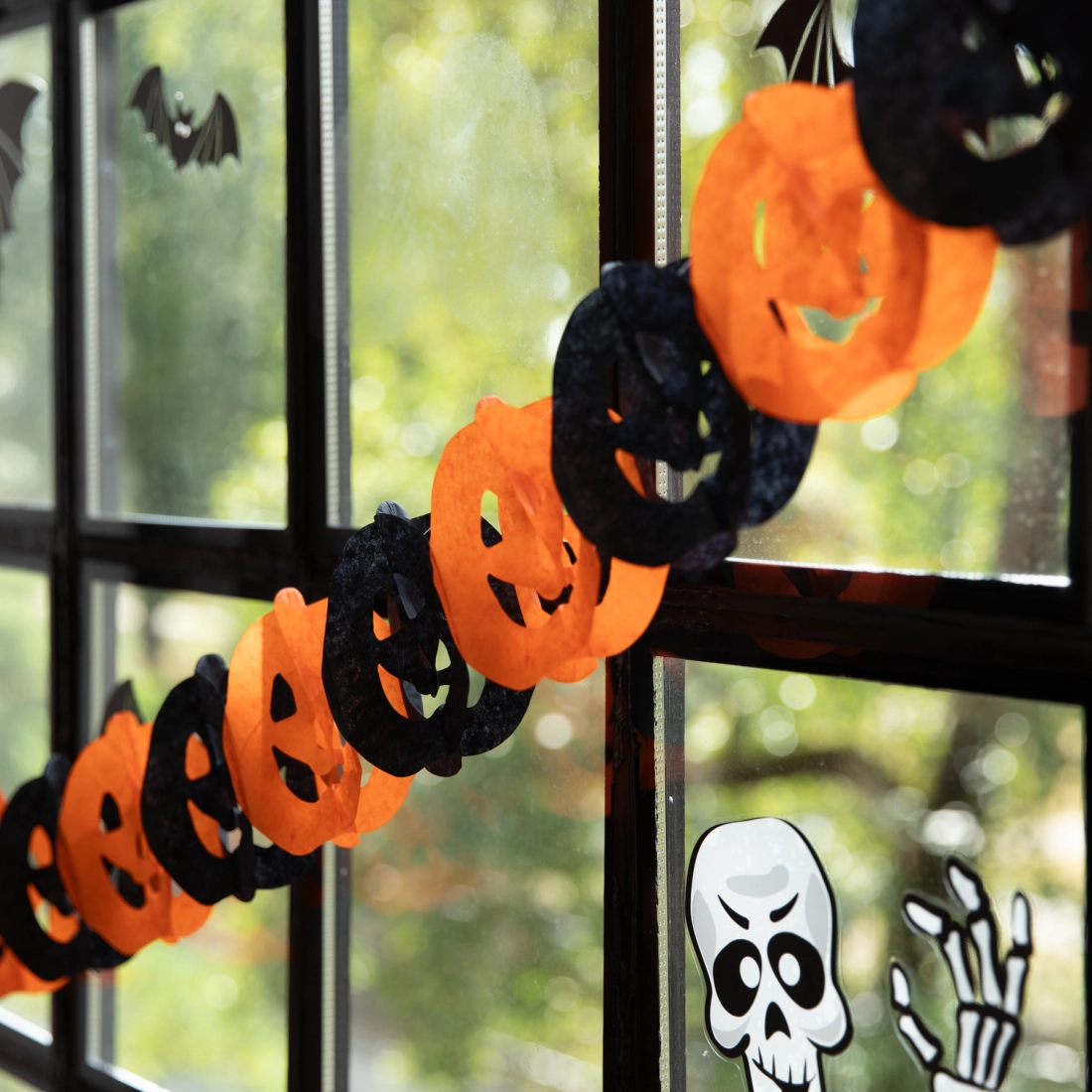 Halloween girland tökökkel, narancssárga-fekete, 300 cm