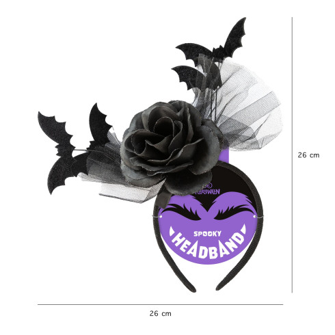 Halloween hajpánt Rózsa denevérekkel 26x26 cm Halloween hajpánt Rózsa denevérekkel 26x26 cm
