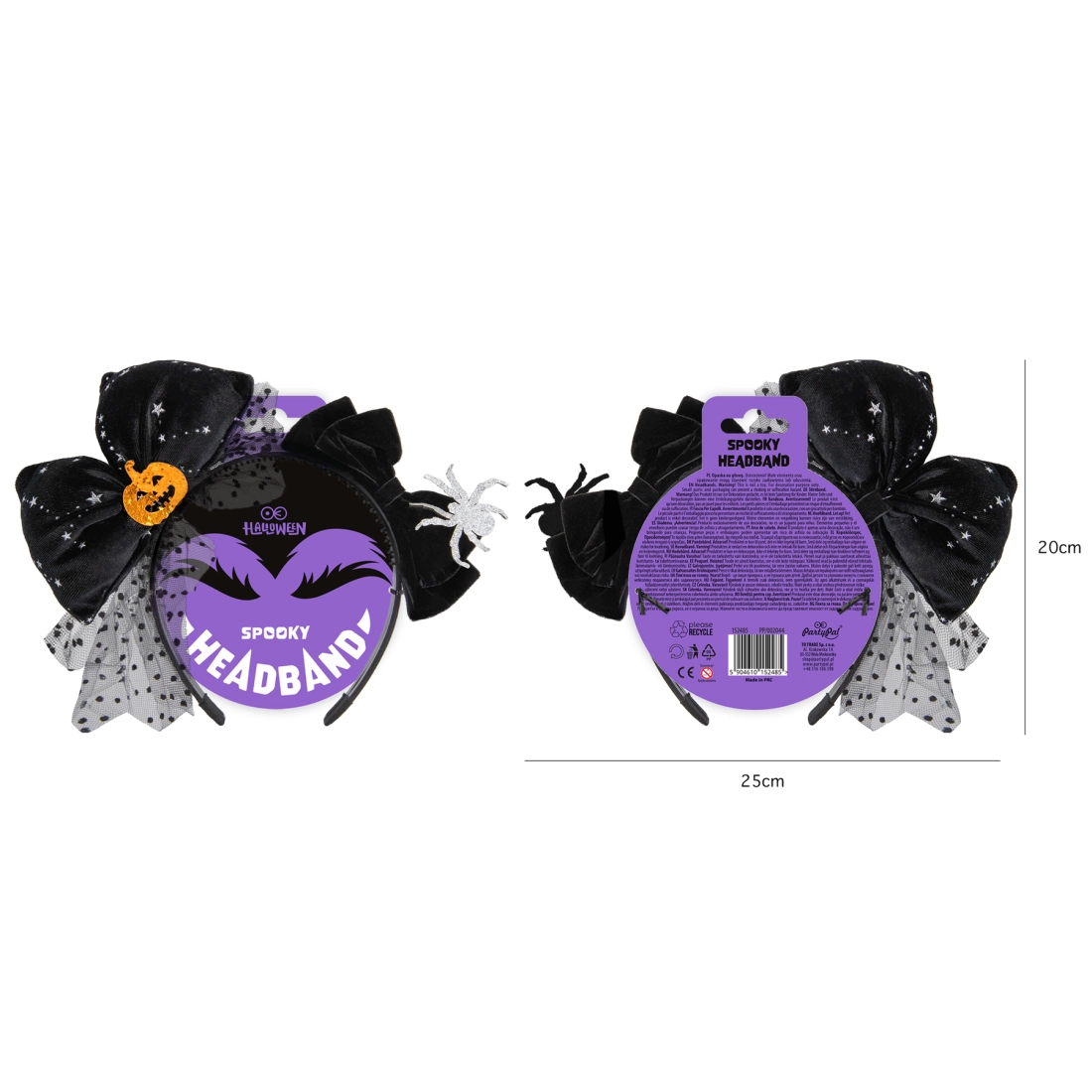 Bentiță de Halloween cu fundă 25x21 cm